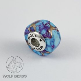 (image for) Purple & Turquoise Mohave Gemstone Barrel Bead #1