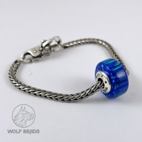 (image for) Milky Blue Bello Opal | Barrel Charm Bead | Handmade | Sterling Silver Core