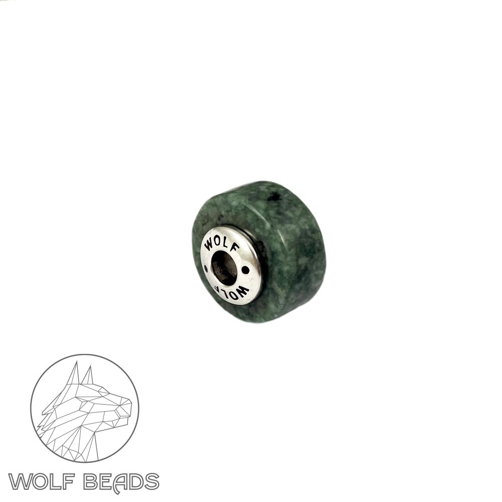 (image for) Rainforest Jadeite Gemstone Barrel Bead