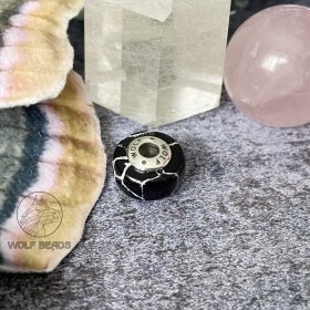 (image for) Black Marble Synthetic Gemstone Barrel Bead