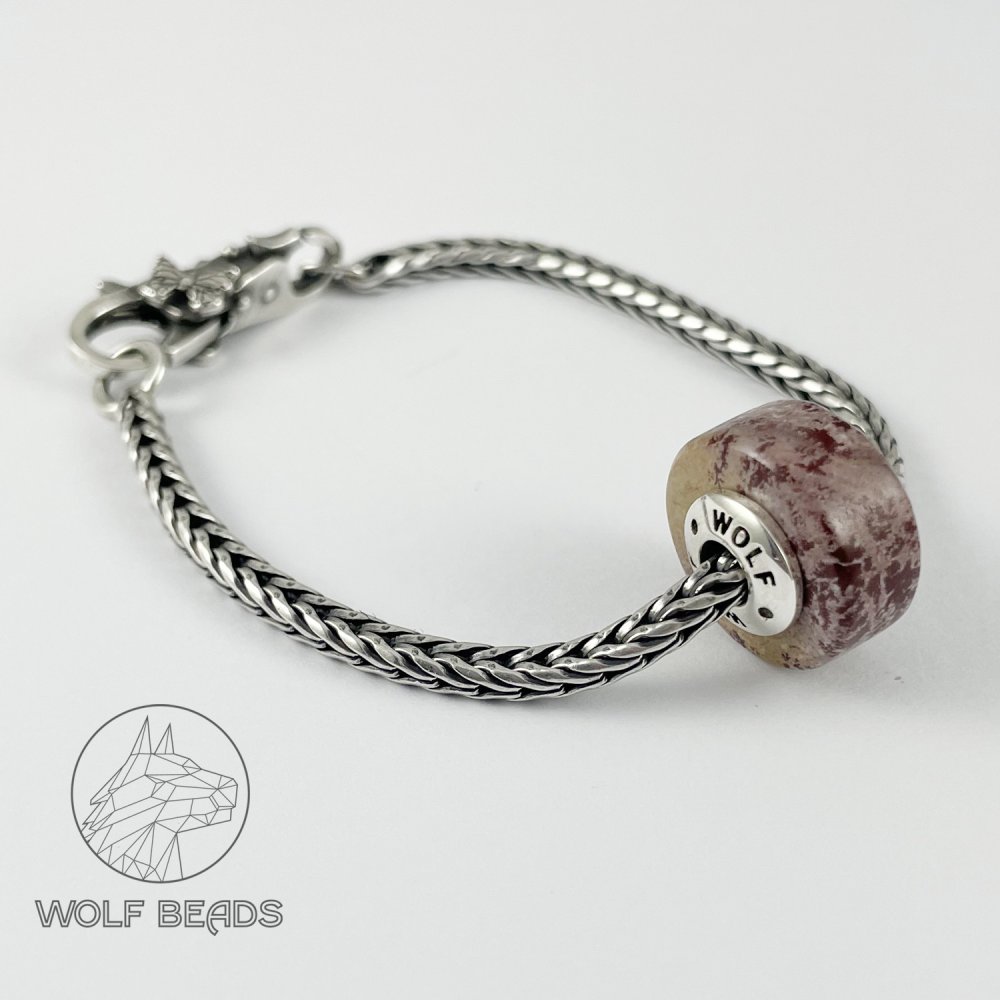 (image for) Peach Sonora Dendritic Gemstone Barrel Bead