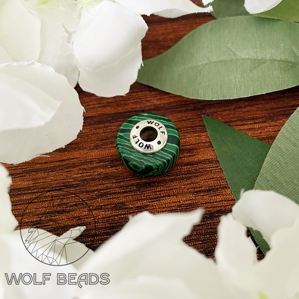 (image for) Malachite Synthetic Gemstone Barrel Bead